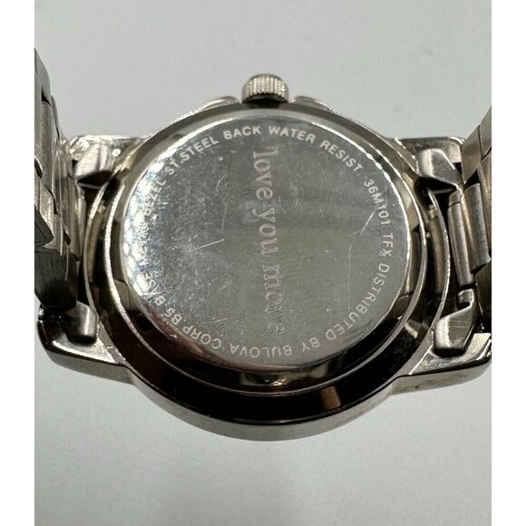 TFX Bulova Watch Women Silver Tone Bracelet Date Dial Quartz 7.75” Works - Picture 8 of 12